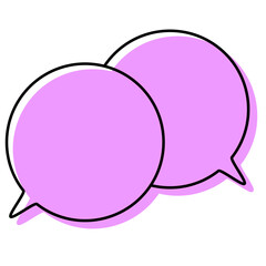 シンプルな線がずれた吹き出し　重なる会話