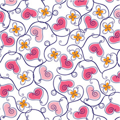 Floral hearts pattern with twisted branches