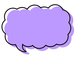 シンプルな線がずれた吹き出し　細長い雲形