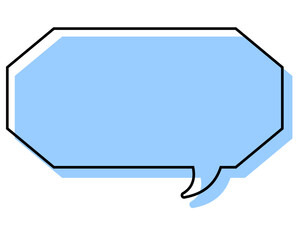 シンプルな線がずれた吹き出し　細長い八角形