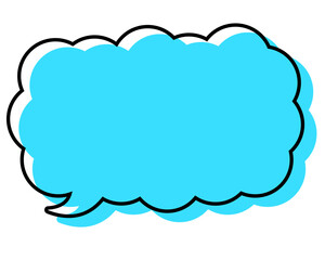 シンプルな線がずれた吹き出し　細長い雲形