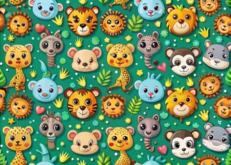 Fototapeta premium Adorable Cartoon Animal Print Drone Aerial Photography Seamless Pattern Design