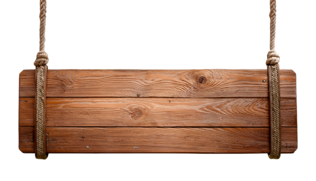 Wooden Sign Hanging by Rope
