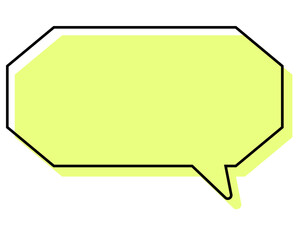 シンプルな線がずれた吹き出し　細長い八角形