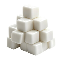 Abstract composition of white cubes in a geometric arrangement on black background