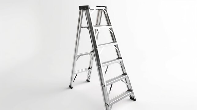 Metal step ladder, isolated