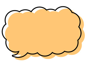 シンプルな線がずれた吹き出し　細長い雲形