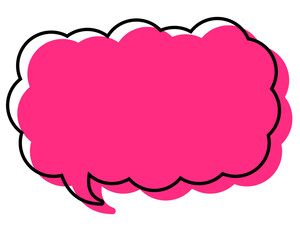 シンプルな線がずれた吹き出し　細長い雲形