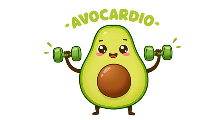 Cheerful Cartoon Avocado Doing Avocardio Workout