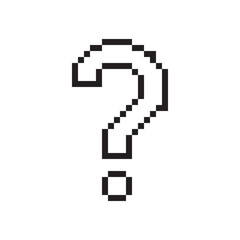 Fototapeta premium Pixel question icon. Retro style symbol. Black square vector. Eight bit design.