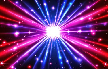 Naklejka premium Bright, colorful explosion radiating outward from a central point, filled with sparkling stars and vibrant lines