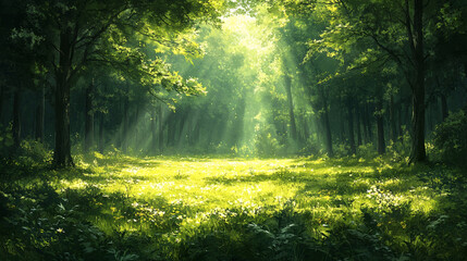 Fototapeta premium sun rays through the forest