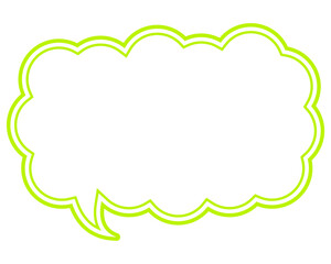 シンプルなカラー線の吹き出し　細長い雲形