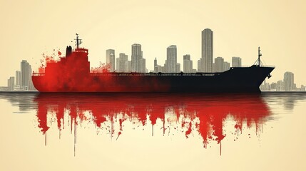 Obraz premium city skyline red texture background