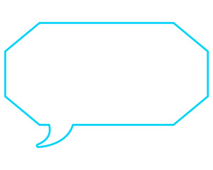 シンプルなカラー線の吹き出し　細長い八角形