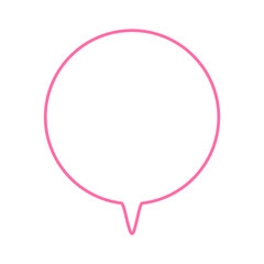 シンプルなカラー線の吹き出し　丸形の下向き