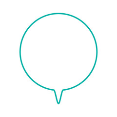 シンプルなカラー線の吹き出し　丸形の下向き