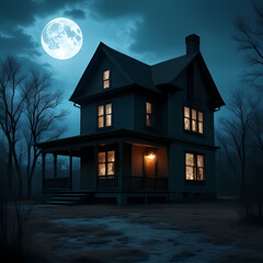 Moonlit Horror: Halloween at the Abandoned House

