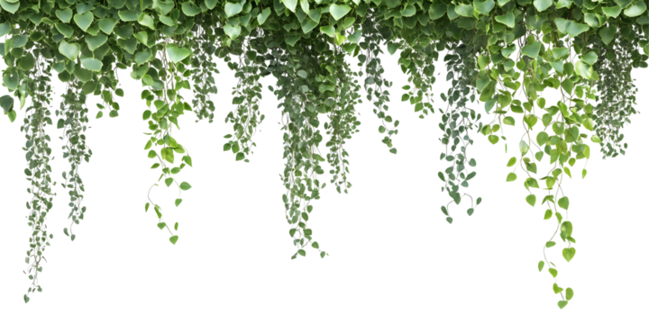 Cascading foliage: Green vines falling against a stark backdrop creating dimension