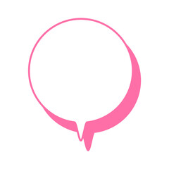 シンプルなカラー線の吹き出し　丸形の下向き