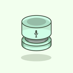 Vector illustration of a voice assistant device with sound waves representing smart AI interaction and virtual command technology Editable and scalable vector suitable for apps websites and tech prese