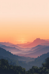 Obraz premium sunset over mountain landscape