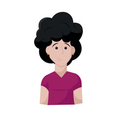 Curly hair woman. Vector