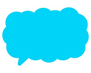 シンプルなカラーの吹き出し　細長い雲形