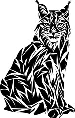 Stylized lynx illustration in black and white art  