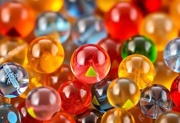 close up of a bunch of different colored balls