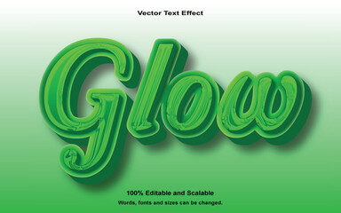 Vector text effect glow, easy to use, easy to edit green and white color combination.