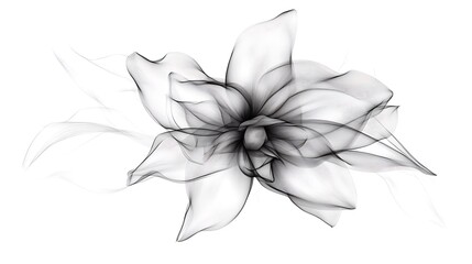 Abstract grayscale floral artwork, ethereal flower design, delicate petals, elegant monochrome botanical illustration, artistic grayscale floral image, 