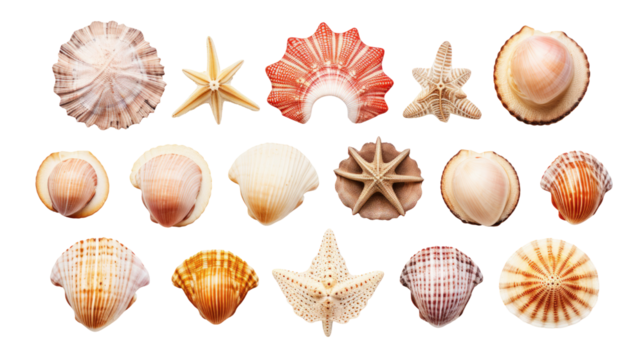 Seashell Set Bundle on transparent background