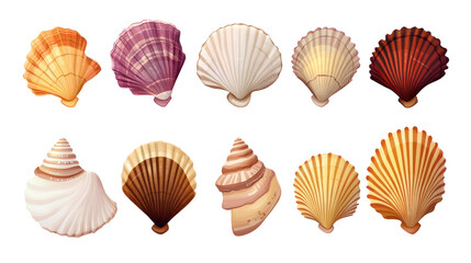 Seashell Set Bundle  on transparent background