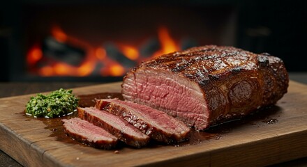 Charcoal Grilled Picanha Sliced and Ready to Serve
