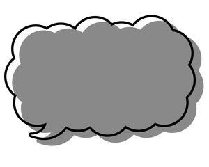 シンプルな線がずれた吹き出し　細長い雲形