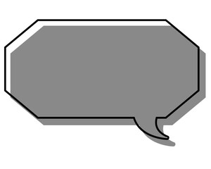 シンプルな線がずれた吹き出し　細長い八角形