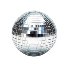 Silver Disco Ball on Transparent Background

