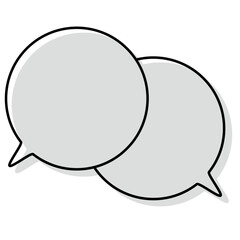 シンプルな線がずれた吹き出し　重なる会話