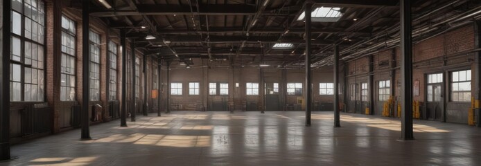 Industrial loft space, high ceilings, exposed metal beams and ductwork , interior, industrial design, metal beams