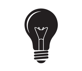Light Bulb Silhouette Vector Black Idea Icon for Innovation, Energy, and Creativity Concepts.