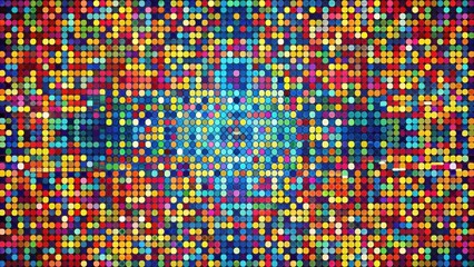 Fototapeta premium A vibrant and colorful arrangement of tiny squares and dots arranged in a seemingly random yet harmonious composition, forming an eye-catching abstract pattern , color, design