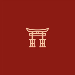 Torii gate logo in minimalist and elegant line art style.