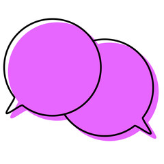 シンプルな線がずれた吹き出し　重なる会話