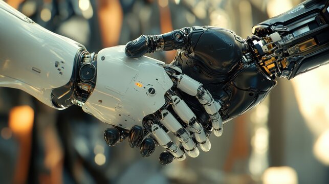 Artificial handshake: symbolic gesture of cooperation in a technological future