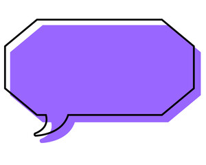 シンプルな線がずれた吹き出し　細長い八角形