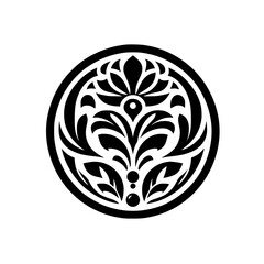 Ornate Black & White Floral Mandala Design on White Background