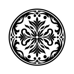 Elegant Black and White Circular Ornamental Design on White Background