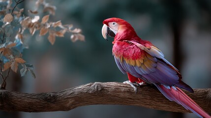 Vibrant parrot on branch