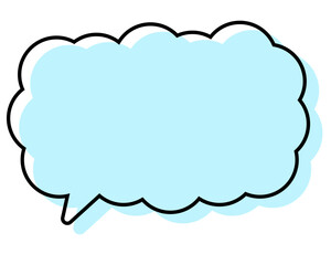 シンプルな線がずれた吹き出し　細長い雲形